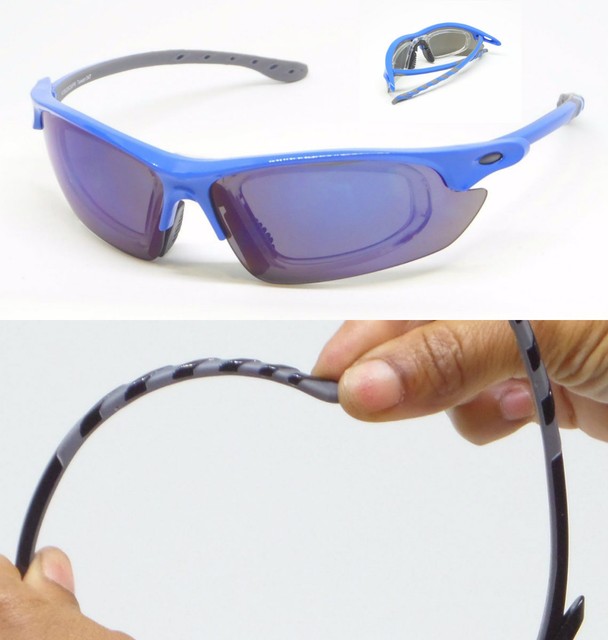 Sunglasses with Removable RX Prescription Adapter Mirrored Lens Sports