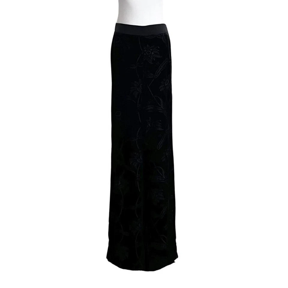 NWOT TED BAKER BETTIAT BLACK FLORAL VELVET WIDE LEG PALAZZO FLOWY PANTS - L - Image 2 of 4