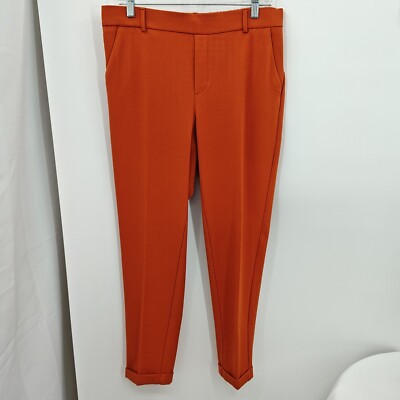 Vero Moda Elastic Waist Pants Size Large 32 Pumpkin Orange Cuffed Pull On