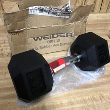 Weider DRH30 Rubber Hex Dumbbell - 30lbs New