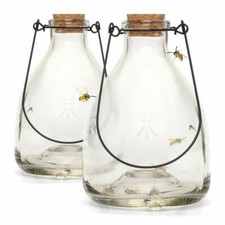 Glass Wasp Trap 2x Large Hanging Honey Pot Outdoor  & Fly Catcher Flies Insects