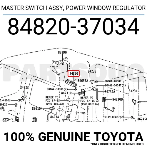 8482037034 Genuine Toyota MASTER SWITCH ASSY, POWER WINDOW 