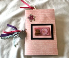 Junk Journal Pink Love, Handmade Paper Ephemera 6x9 20 back to back, Embellished