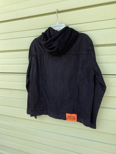 NEW ZARA Kids LINED DENIM JACKET HOOD Neon Pockets Size 13-14 Y B1307 - Picture 8 of 11