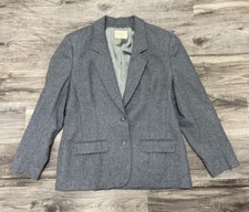 VTG Pendleton Virgin Wool Blazer Women s 14 Gray 3 Button Jacket Suit