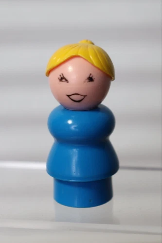 Vintage Fisher Price Little People Mom – Plastic Figure Blond Hair Blue Shirt
