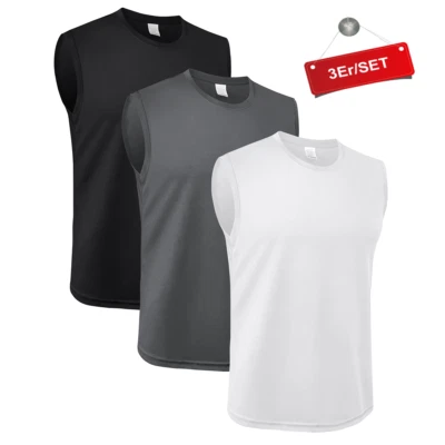 MEETYOO 3 Stück Herren Unterhemden Tank Top Classic Ärmellos Muskelshirtst Fitness