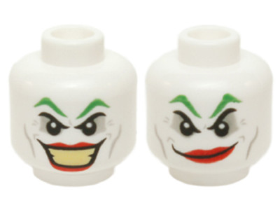 LEGO JOKER Head Dual Faces Big Yellow Teeth Smile Green Eyebrows Clown Makeup