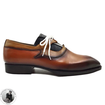 Herrenschuhe handgefertigt Premium Qualität hellbraun Leder Derby Schnürschuhe elegante Formale