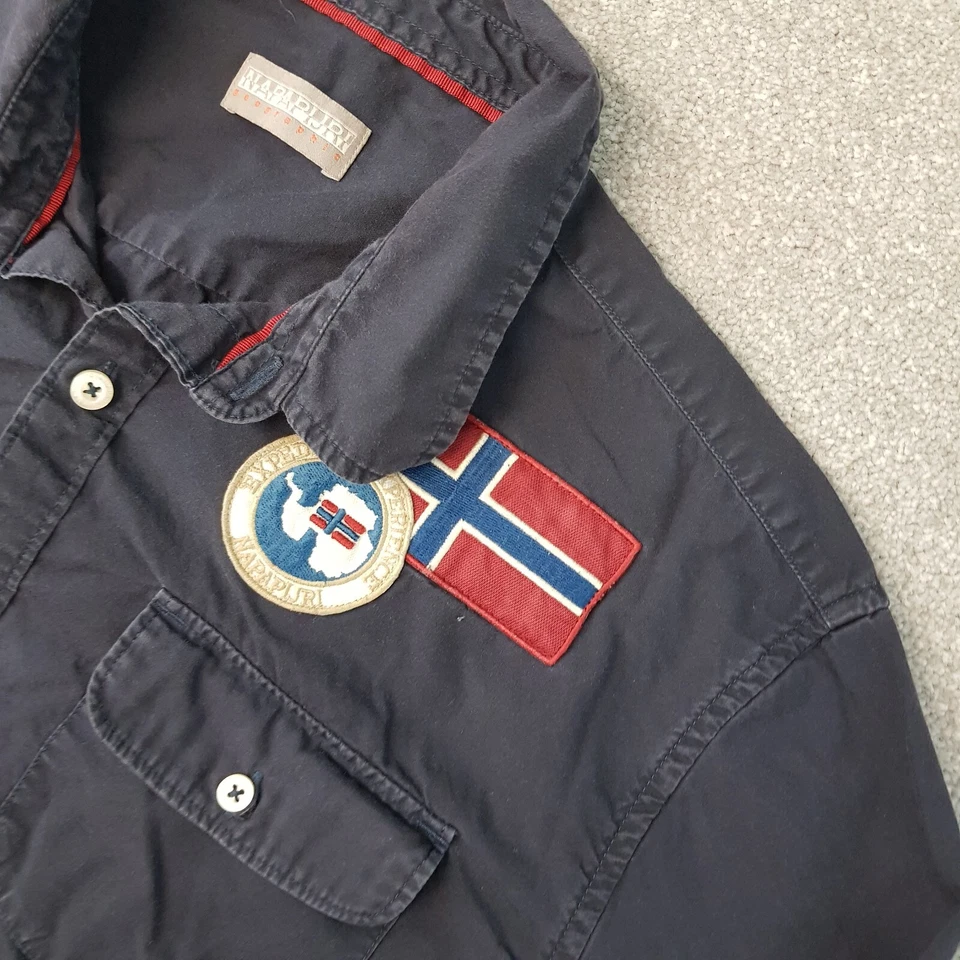 Camisa Napapijri Para Hombres XL Azul Marino Bolsillo Utilitario Exterior Técnico Táctico Bandera Foto 2 de 4