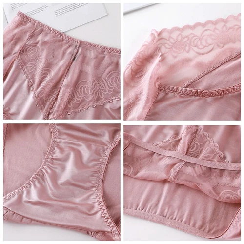 Satin Faux Silk Mesh Lady Lace Embroidery Underwear Briefs Loose Knickers LOT - Picture 3 of 16