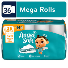 Angel Soft 2-Ply Toilet Paper, 36 Mega Rolls Soft Strong Flushable Free Shiping