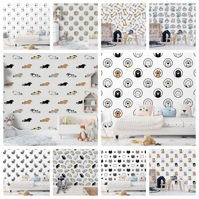 3D Animal Cartoon Pattern Self-adhesive Wallpaper Removable Wallpaper Wall Mural