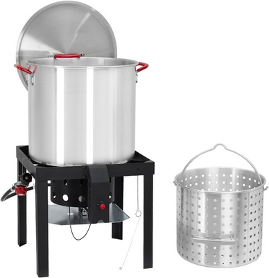 #ad Outdoor Seafood Boil Pot with Propane Burner 30–100 QT Aluminum Crawfish Cooker $96.89