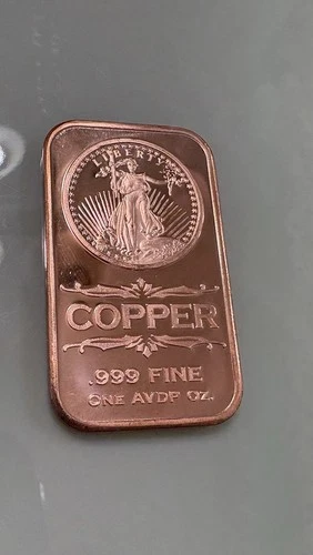 Walking Liberty 1oz .999 Fine Copper Bar One Per Order