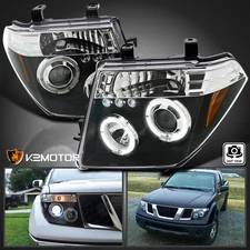 Black Fits 2005-2008 Frontier 2005-2007 Pathfinder LED Halo Projector Headlights