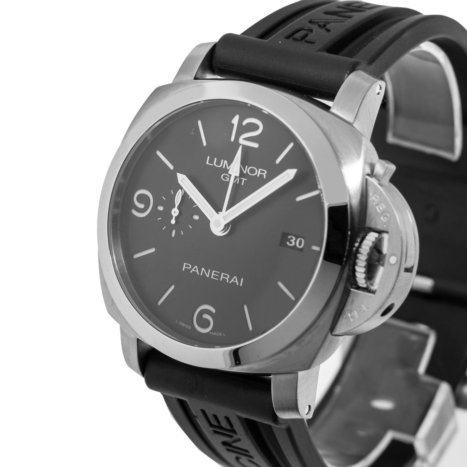 Panerai — Panerai Luminor 1950 3 Days GMT Stainless Steel Black Arabic Dial PAM00320