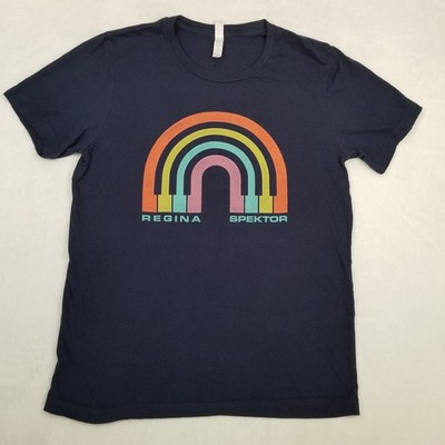 Regina Spektor Rainbow Graphic T-Shirt Women's Size Medium Navy Blue Casual