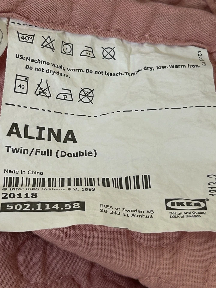 Alina IKEA Twin Full( Double) Light Pink Quilt, Finished Size 71"X 110". 3Z - Image 2 of 3
