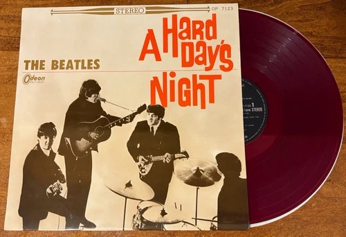 THE BEATLES A Hard Day's Night japan RED colored vinyl LP Odeon OP-7123  VG+/Exc