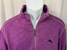 Tommy Bahama Men's purple long sleeve 1/4 zip pullover Sweater Medium M EUC