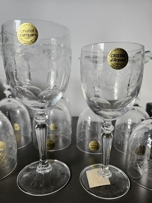 NWT 1 one Vintage Cristal D'Arques-Durand DAMPIERRE Etched Wine Glass 6 1/2''H