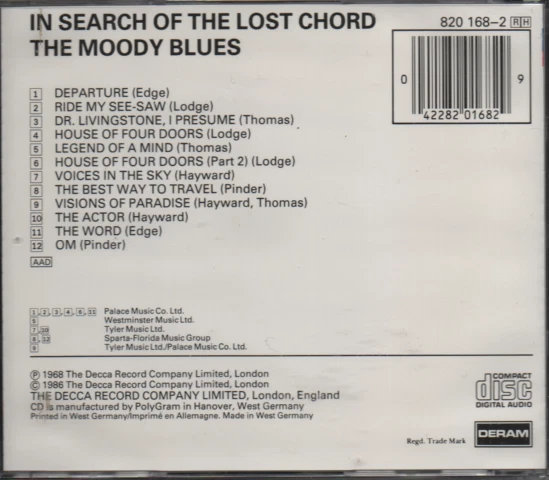 CD The Moody Blues/ In Search Of The Lost Chord/ 12 Songs/1968/ 1986 AAD Edition - Bild 2 von 2