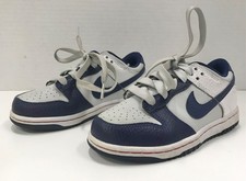 NIKE Dunk Low navy gray white Anniversary Nets sz 12C Children's gym shoes