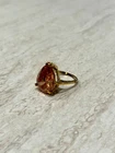 VTG Pink Champagne Topaz Ring 925 Sterling Silver Gold Tone Size 8 Jewel Gem