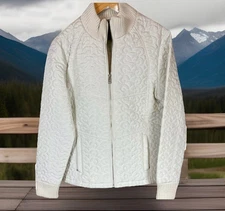 EIVISSA WOMENS IVORY/WHITE QUILTED ZIP UP COAT JACKET
