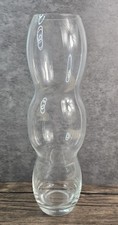 Clear Glass Bubble Rounded Flower Vase Fluted Rim Cut Base Tall Big Contemporary
