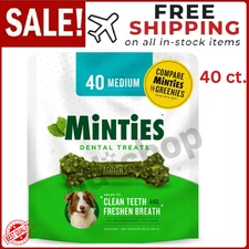 MINTIES 40 Dog Dental Bone Treats, Dental Chews for Medium/Large Dogs 25-50 lbs