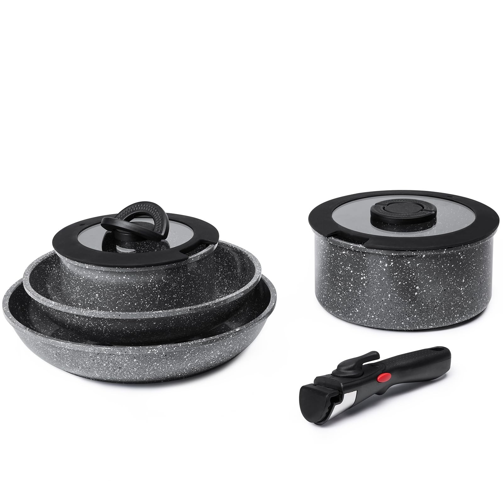 7-Piece Nonstick Ceramic Cookware Set with Removable Handles from France