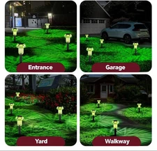 Solar Pathway Lights Outdoor 4 Pack, Green LED Driveway Light Solar Powered, ...