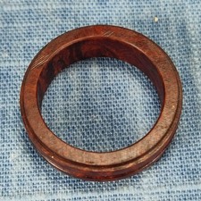 Triple Channel Hardwood Ring Made from Briarwood - Size 8.5 US