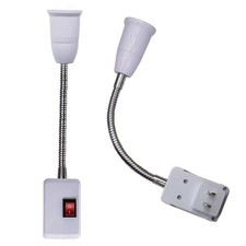 2 Pack E26/E27 Socket Extension with On/Off Switch Flexible Neck Plug In Adapter