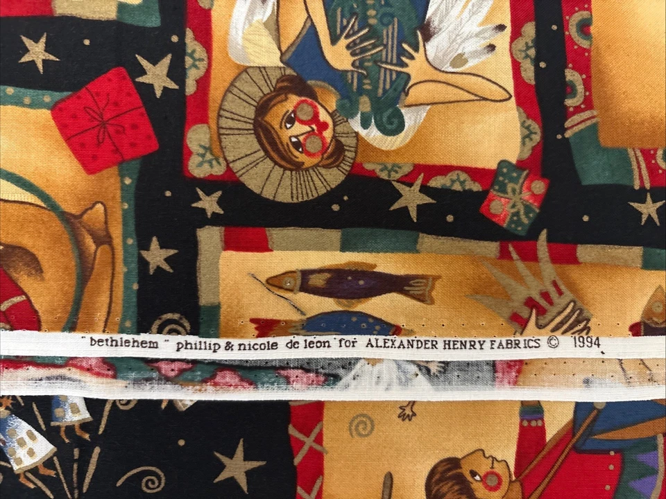 Nuevo Belén Alexander Henry Fuera de Uso "Bethelem" Tela de Navidad Ángeles Religiosos Foto 2 de 4