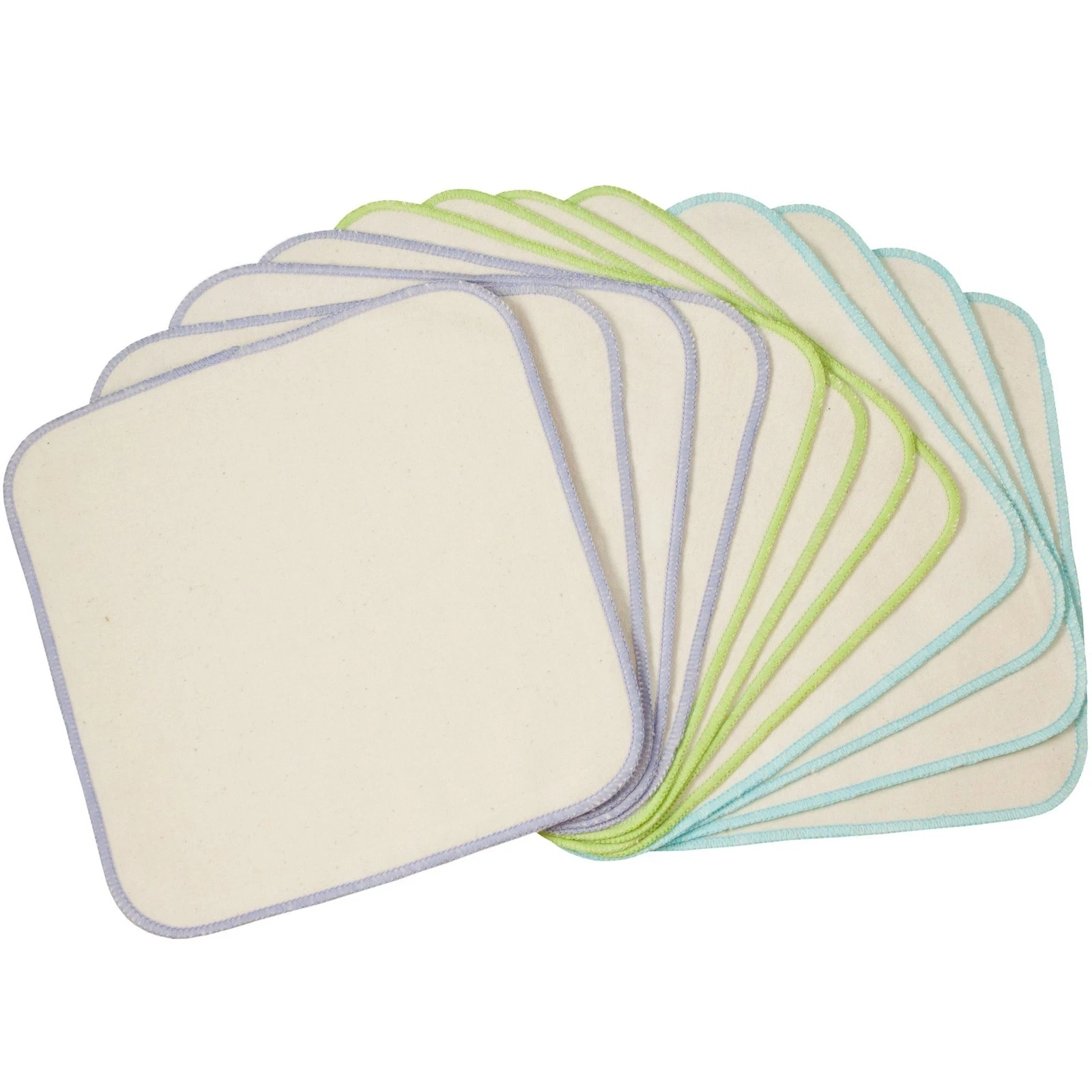 Soft Organic Cotton Cloth Baby Wipes Reusable Washable Flannel 9x9in 12 Pack New