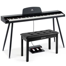 Black 88Key Semi Weighted Electric Digital Piano w/3Pedal,USB/MIDI,Storage Stool