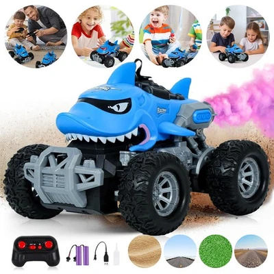 Kids Mini RC Shark Truck Remote Control Car Set W/Glowing LED Lights Spray Funct - Image 1 of 4