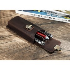 Genuine Leather 3 Slot Handmade Hard Fountain Pen Case Pen Organizer Storage Box