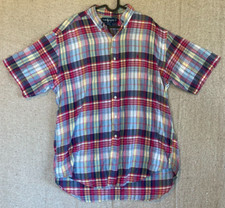 Mens Sz LARGE RALPH LAUREN Blake Short Sleeve Button Up Multicolor Shirt