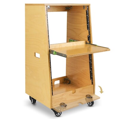 Sound Town DIY Slanted 16U Studio Rack (8U + 8U ), Golden Oak (SDRK-ST16T)