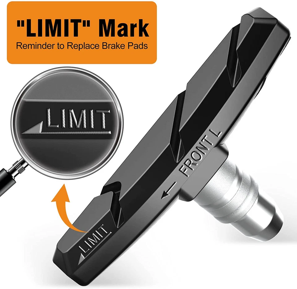 4 pares de almohadillas de freno en V para bicicleta de ciclismo zapatos de bloque 70 mm cuña de tuerca hexagonal de alto grado negro Foto 4 de 4