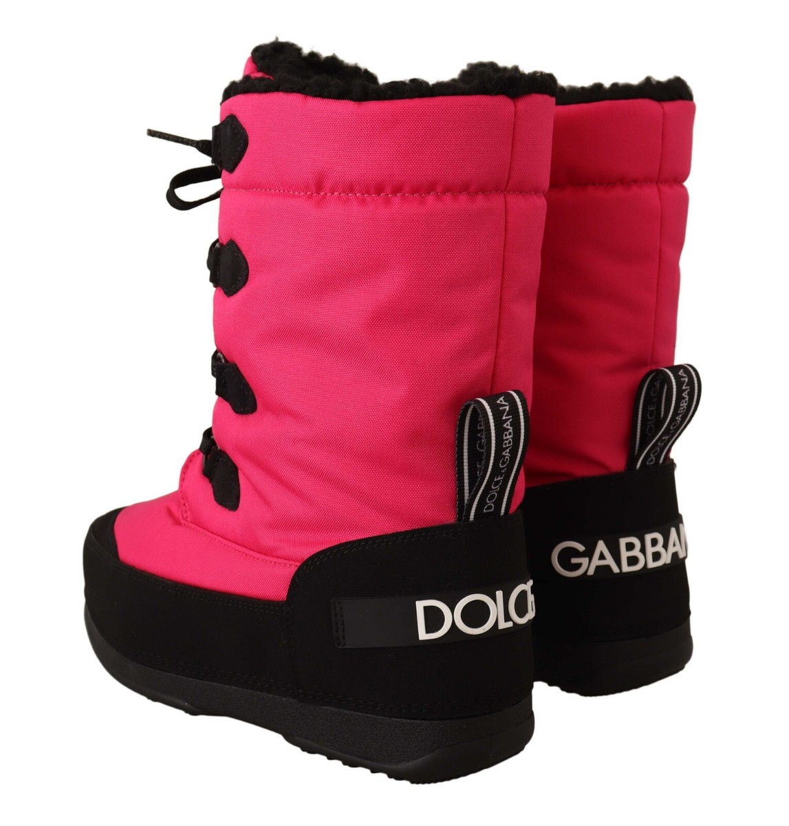 DOLCE & GABBANA Kids Black Fuchsia Nylon Snow High Boots DOLCE & GABBANA Kids Black Fuchsia Nylon Snow High Boots