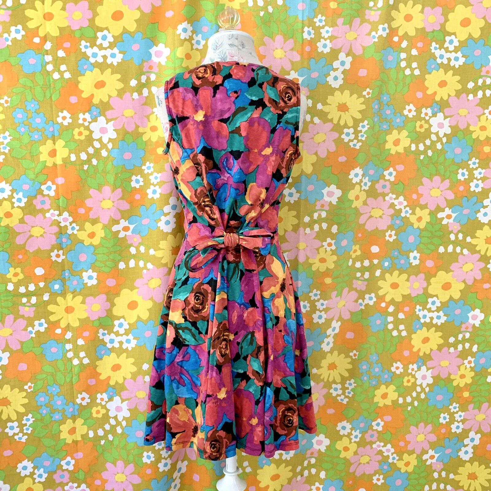 vintage 90s colorful floral mini dress S/M - image 3