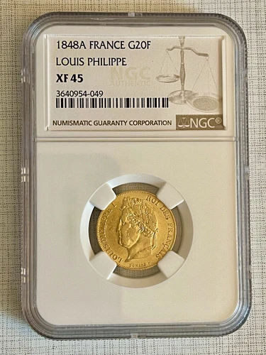 France 1848A Louis Philppe I 20 Francs Gold NGC XF45 SKU# 4744