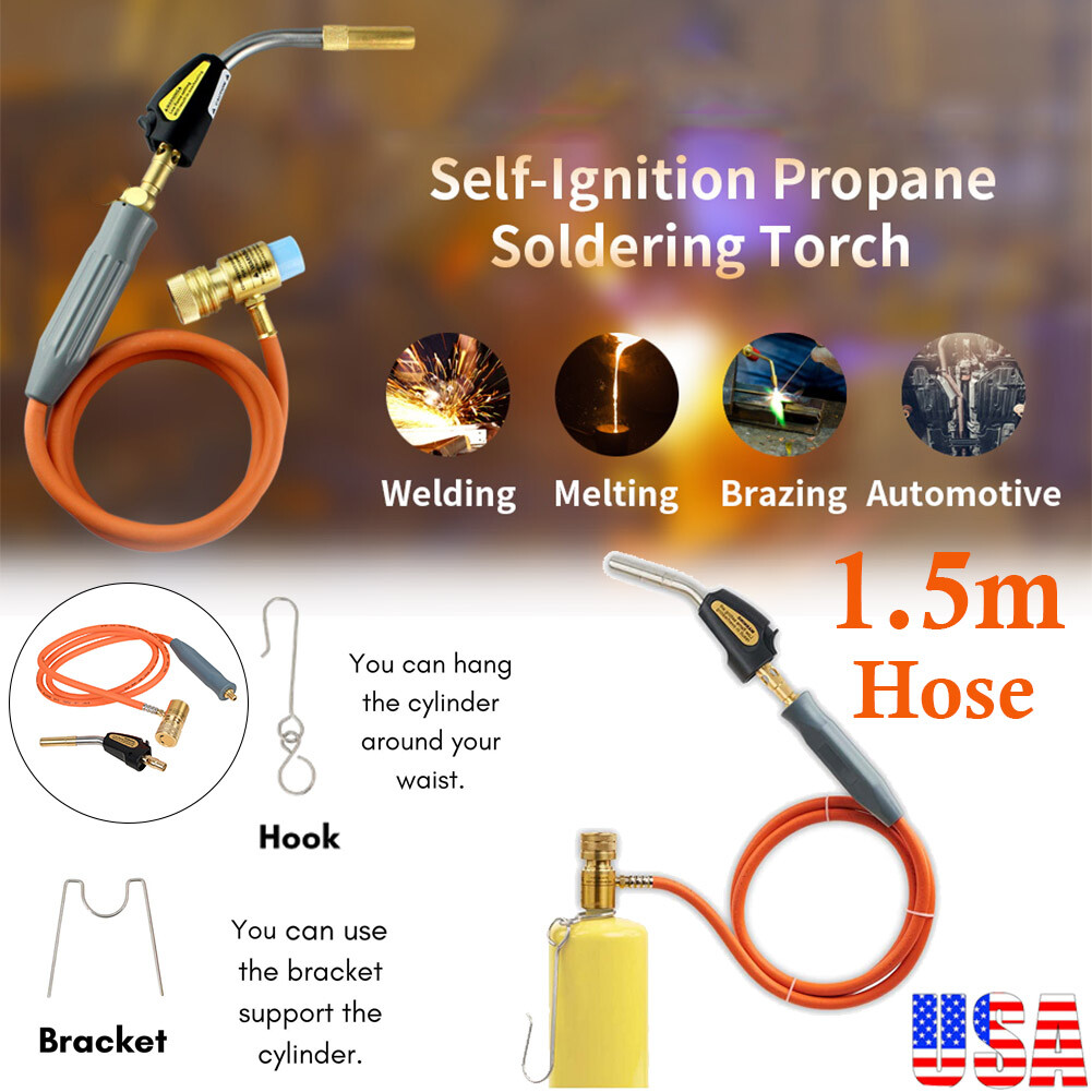 Self Ignition 5' Hose Gas Welding Turbo Torch MAPP MAP pro Propane