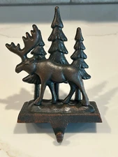 Cast Iron Moose Christmas Stocking Holder
