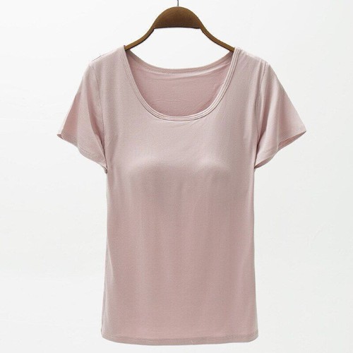 Women's T-shirt Tops with Built In Bra Neck Vest Padded Slim Fit Tank Tops Sexy - Bild 3 von 33